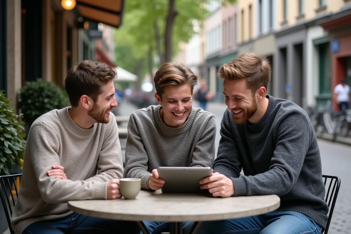 Trois amis discutant autour d