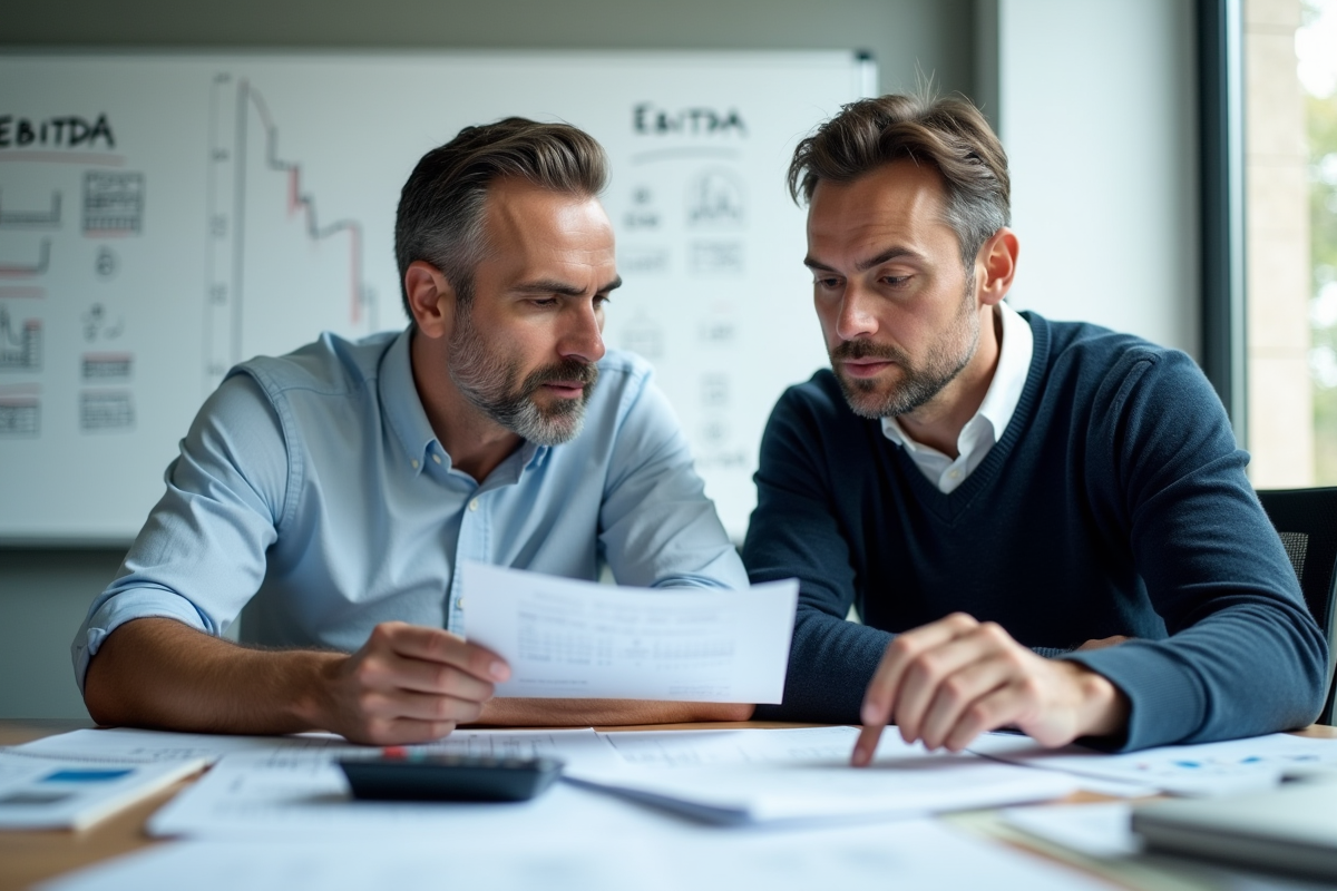 Deux analystes discutant de données financières en réunion