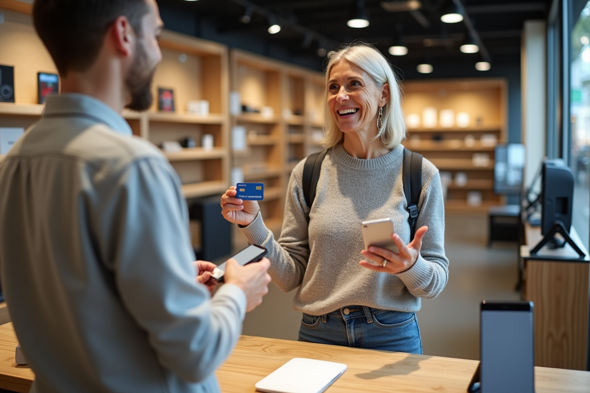 Femme discutant avec un vendeur en magasin d