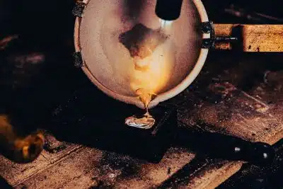 a close up of a metal object on a table