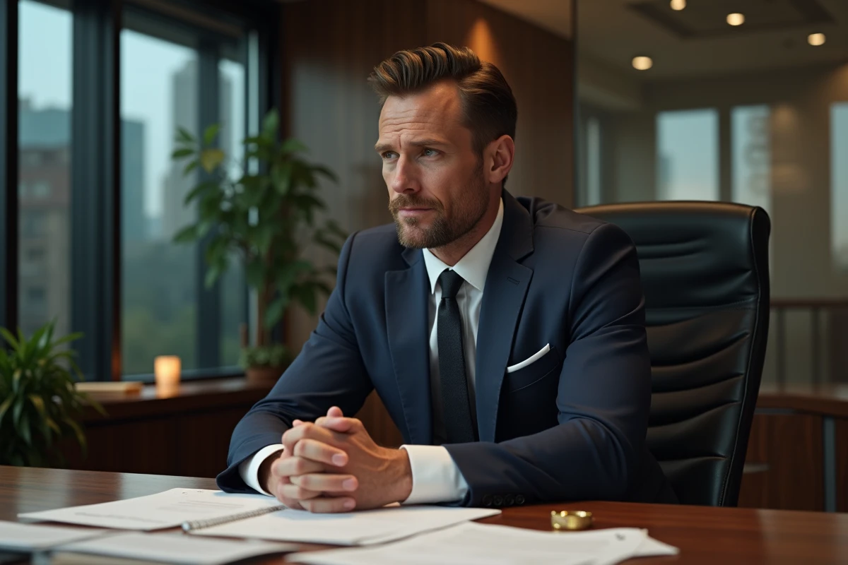 Homme d'affaires en costume dans un bureau élégant