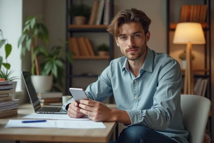 Jeune homme français dans son appartement moderne